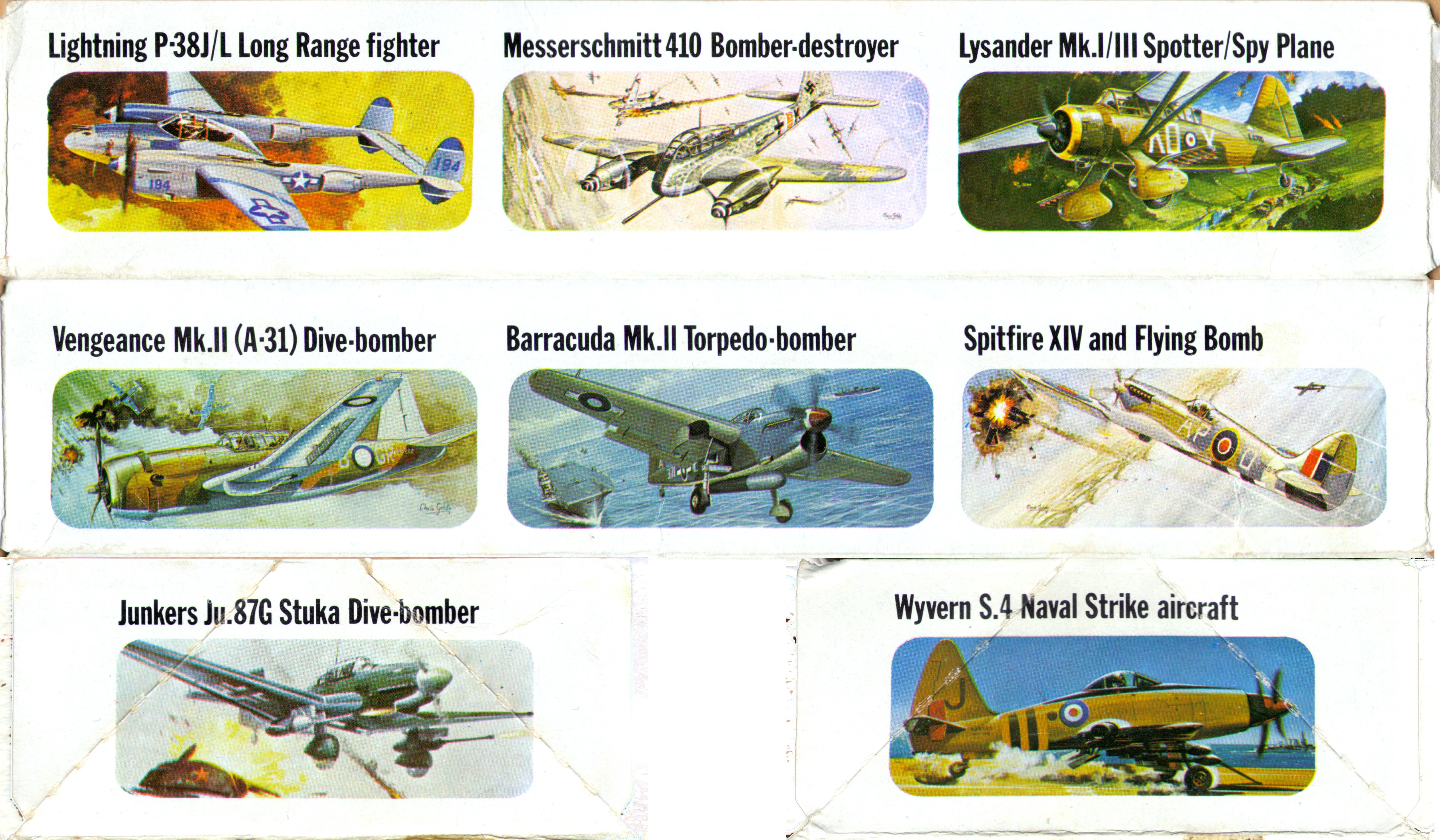 Изображения других моделей Красной серии на боковинах нижней части коробки FROG F232 Red Series Thunderbolt - Fighter Bomber
